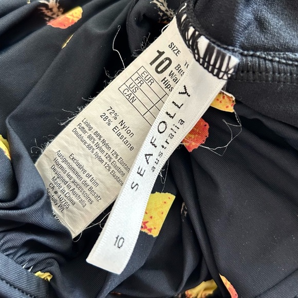 SEAFOLLY BLACK VINTAGE STYLE PINEAPPLE PRINTED ONE-PIECE SWIMSUIT - Picture 6 of 6